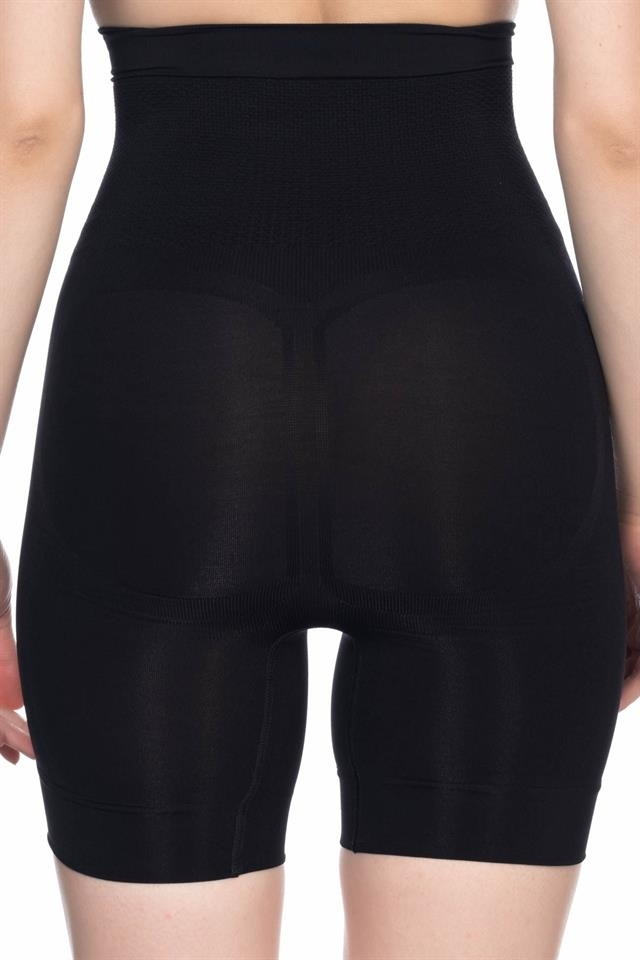 Dikişsiz Toparlayıcı Masaj Özellikli Paçalı Boxer Korse Emay 2056 - Siyah