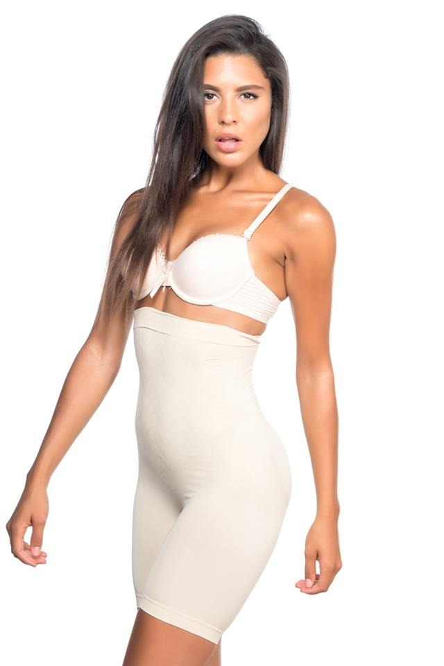 Yüksek Bel Desenli Boxer Korse Emay 2077 - Ten