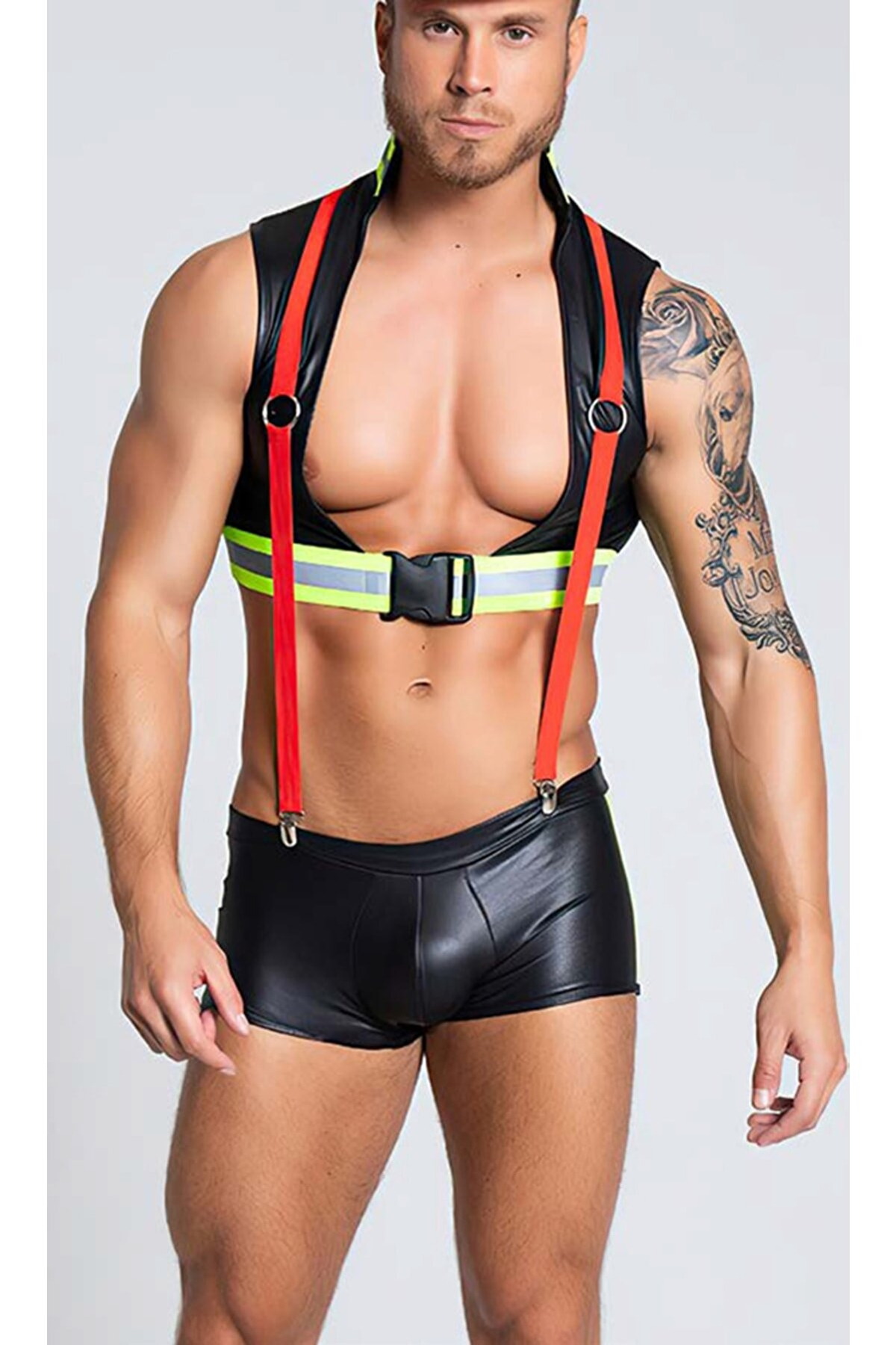 For Dreams Erkek Askılı Deri Kostüm Fantezi For Dreams 9001