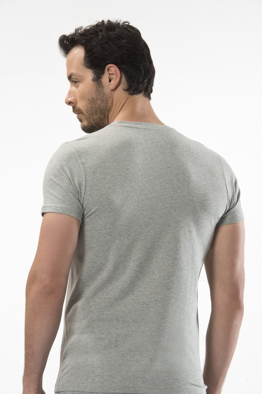 Pamuklu Kısa Kollu T-shirt Erkek Atlet Cacharel 1307 - Gri