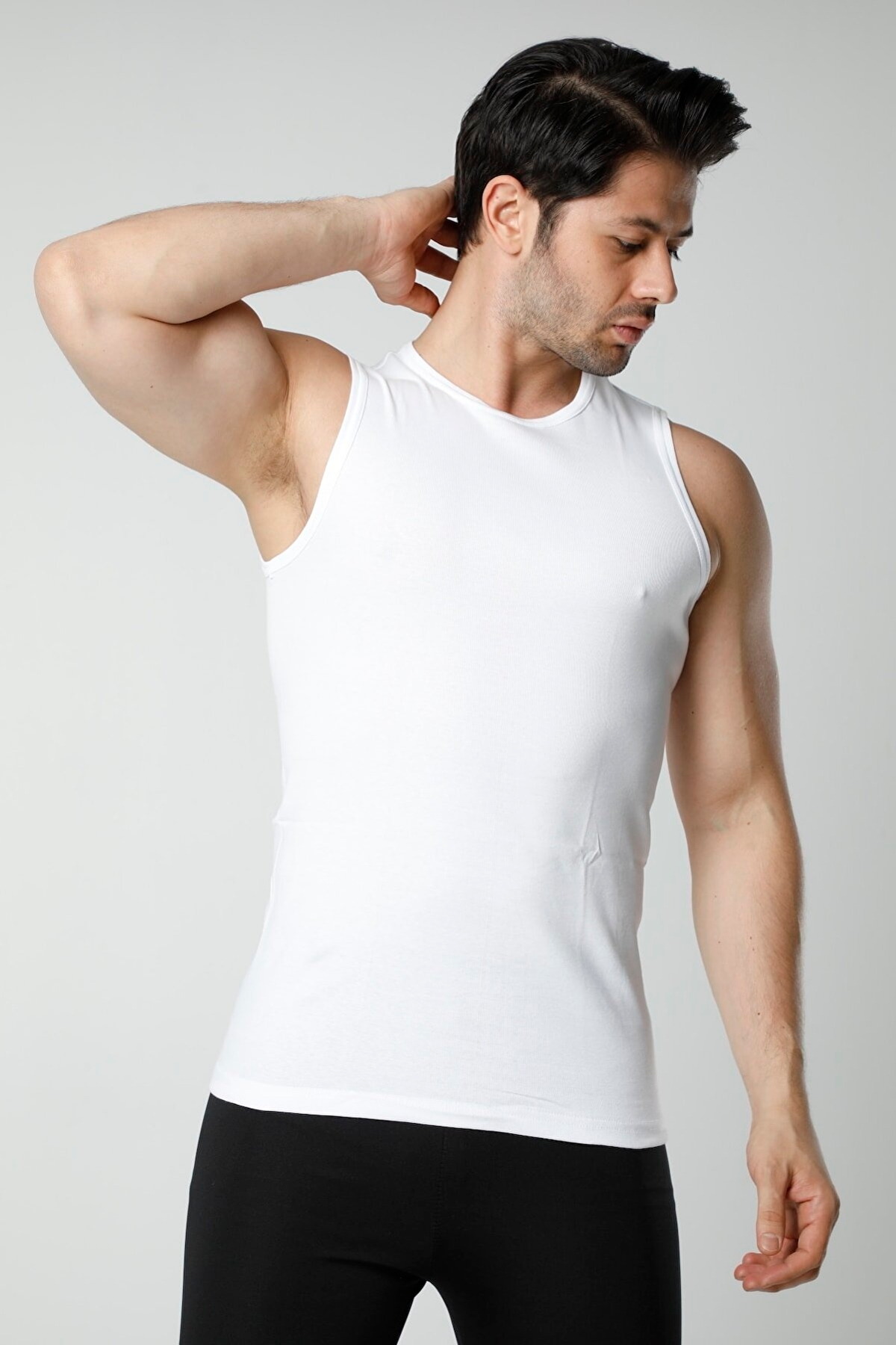 Kolsuz Ribana Erkek Atlet HMD 511 - Beyaz