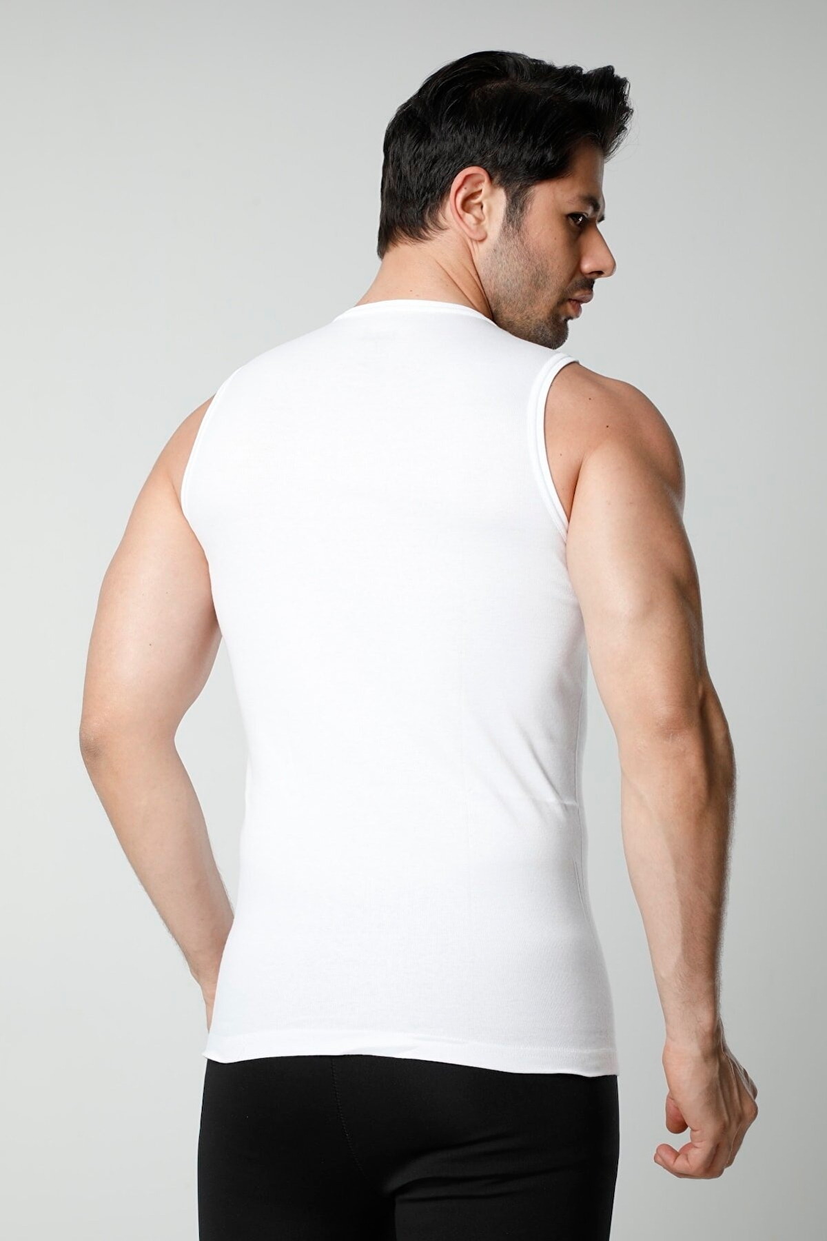 Kolsuz Ribana Erkek Atlet HMD 511 - Beyaz