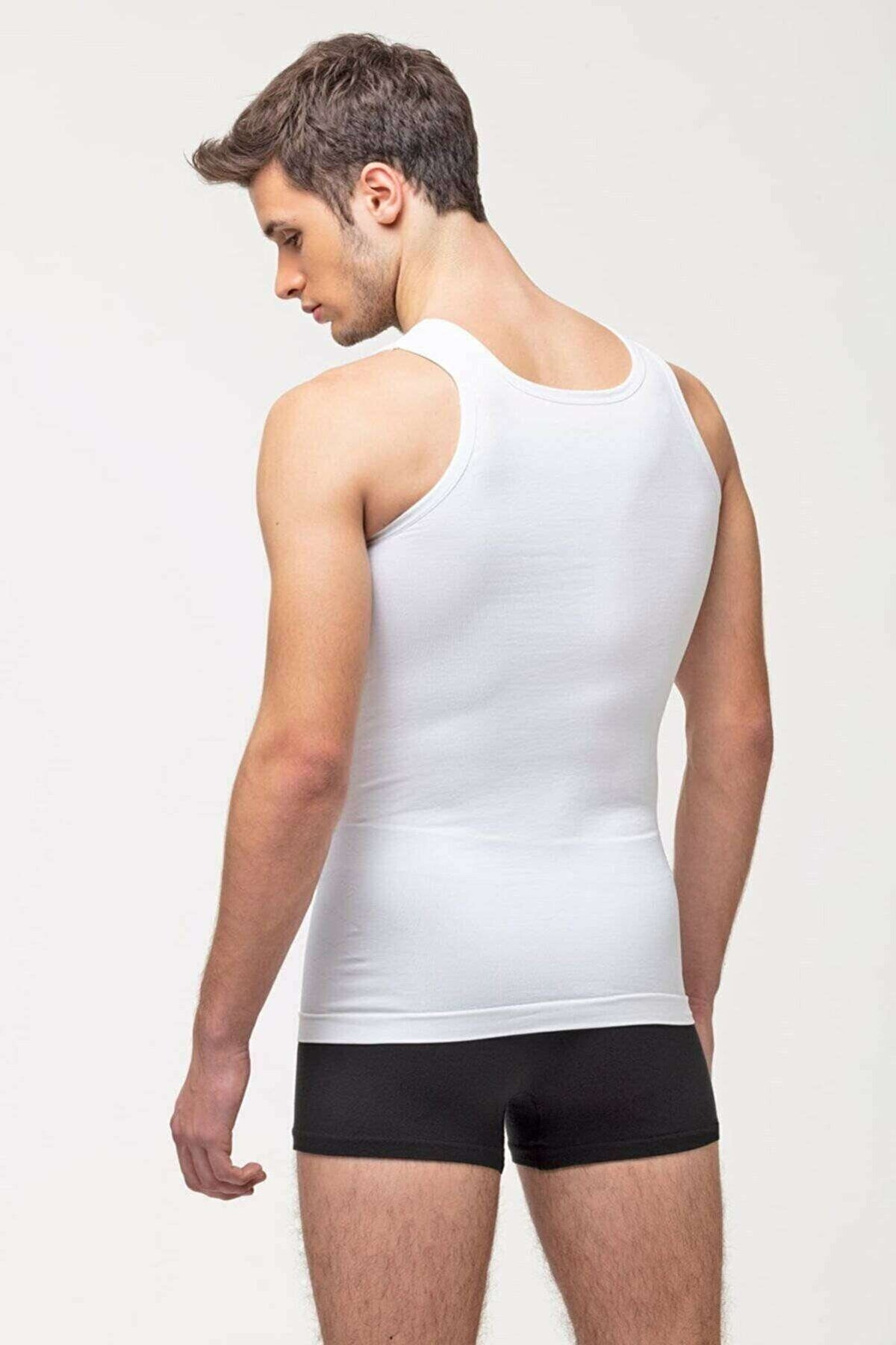 Ribanalı V Yaka Erkek Atlet Elite Life 940 - Beyaz