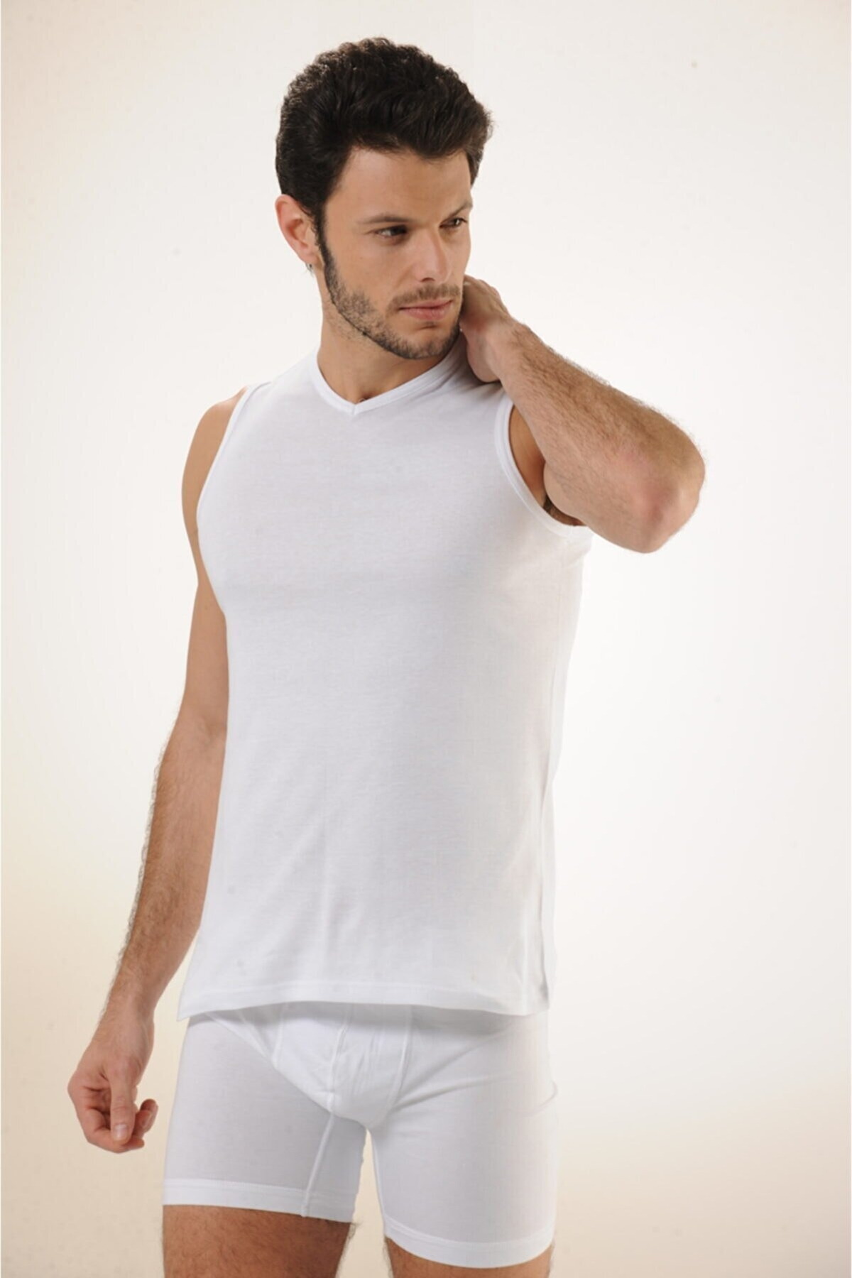 Ribana V Yaka Pamuklu Atlet HMD 513 - Beyaz