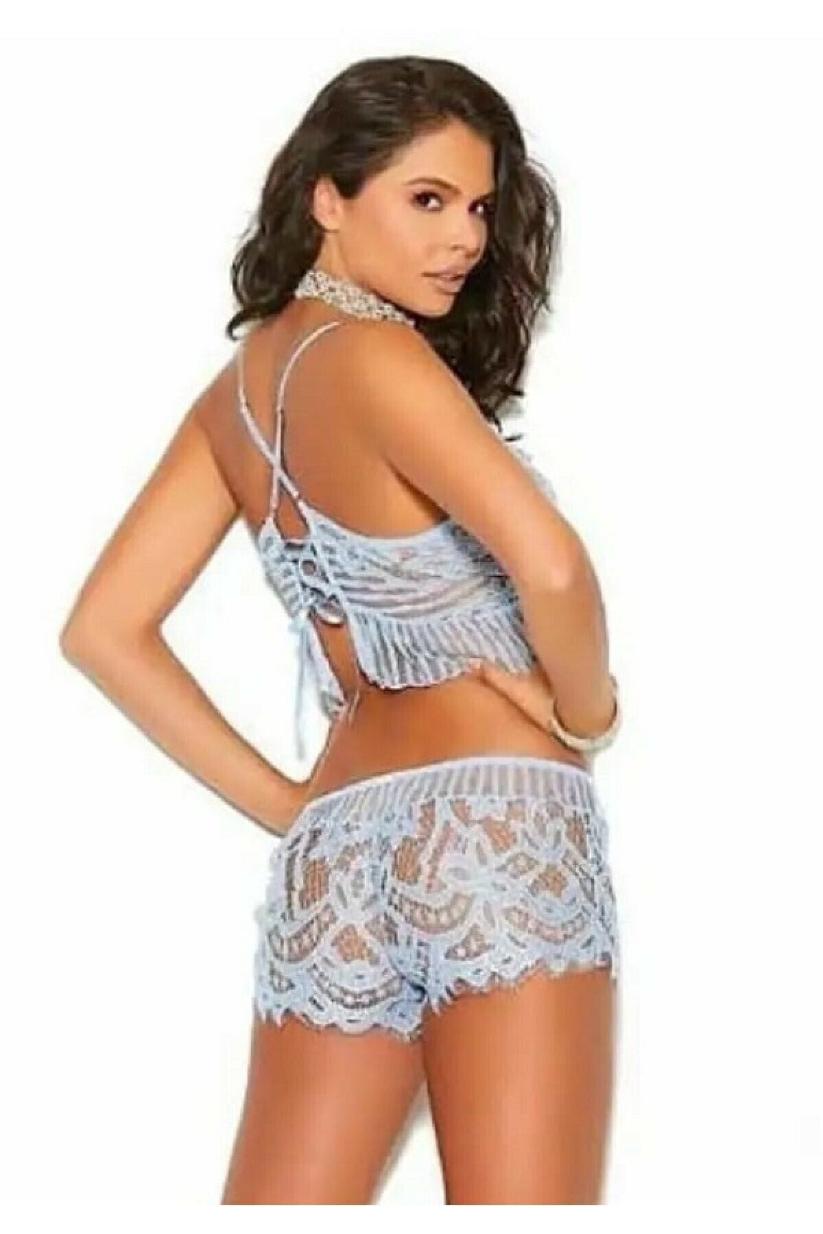 Mavi Dantel Detaylı Fantezi Büstiyer Takım For Dreams 8260 - Mavi