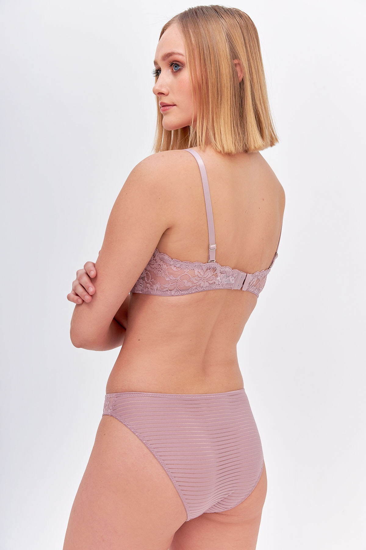 Hafif Destekli Straplez Sütyen Külot Takım Siyah NBB 4691 - Gül Kurusu