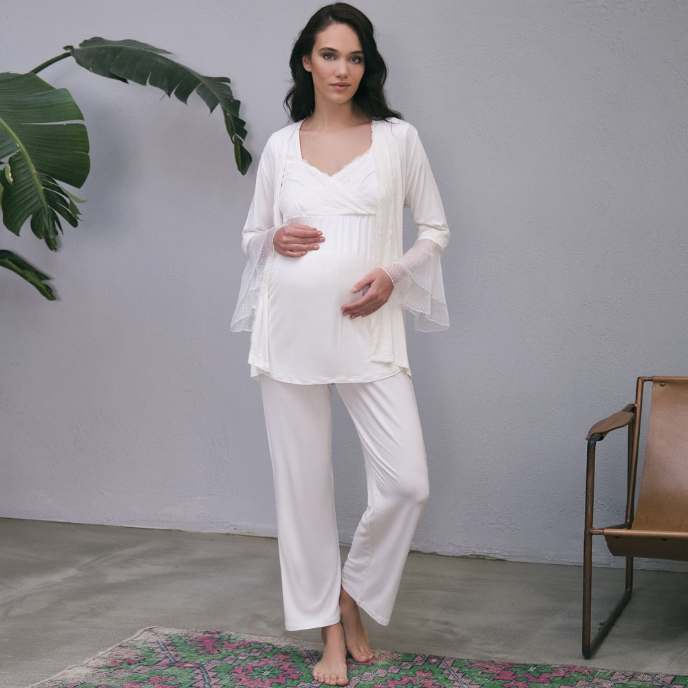 Anıl Kısa Kol T-Shirt Pantolon Hamile Sabahlık Takım Anıl 5648 - Görsel 2