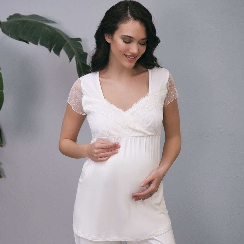 Anıl Kısa Kol T-Shirt Pantolon Hamile Sabahlık Takım Anıl 5648 - Görsel 3