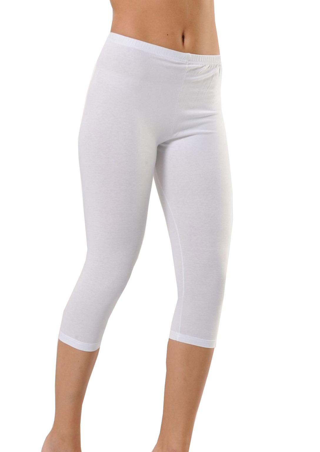 Yüksek Bel Pamuklu Esnek Kapri Tayt HMD 4001 - Beyaz