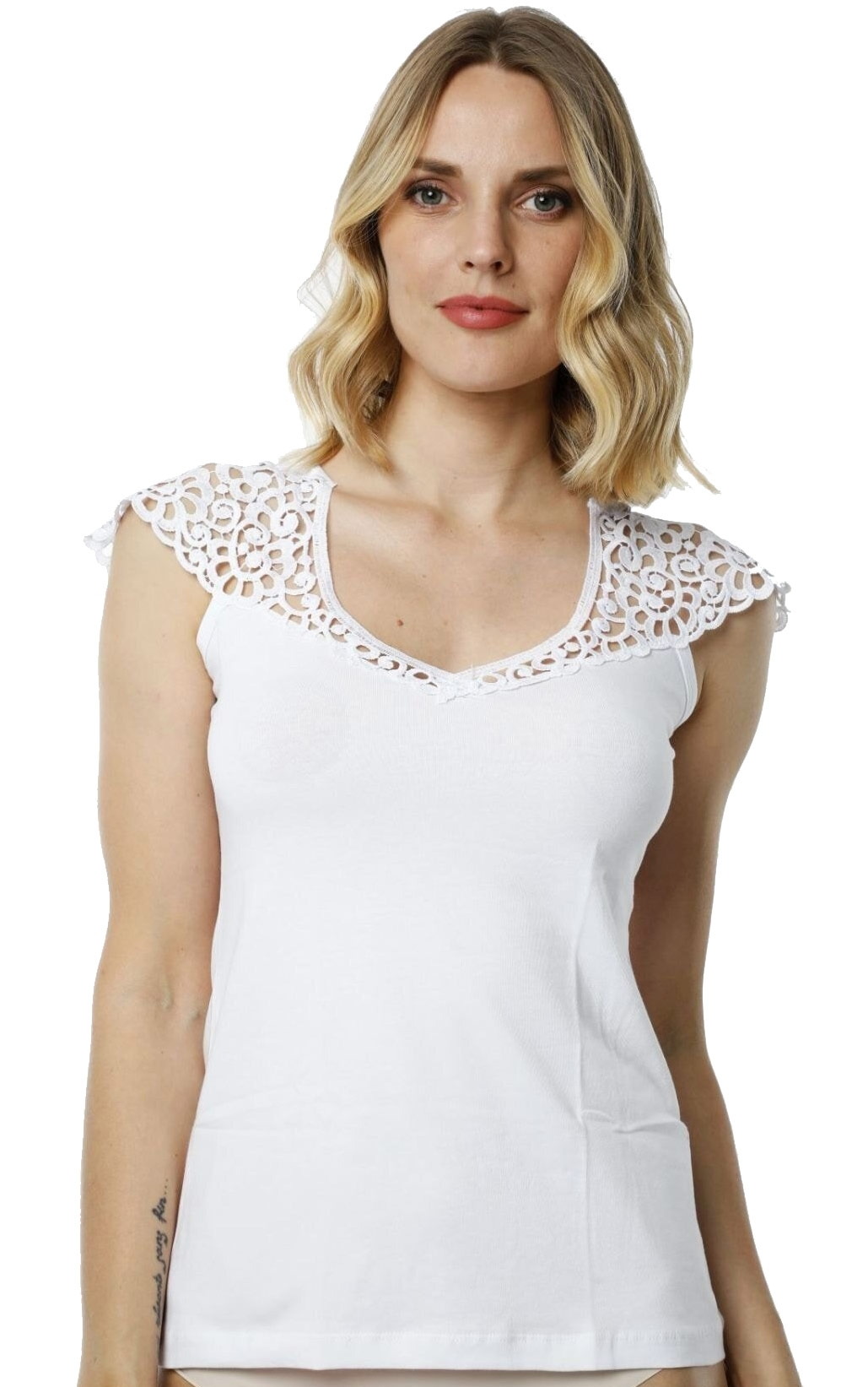 Pamuk Oranı Yüksek Kadın Atlet HMD 2434 - Beyaz