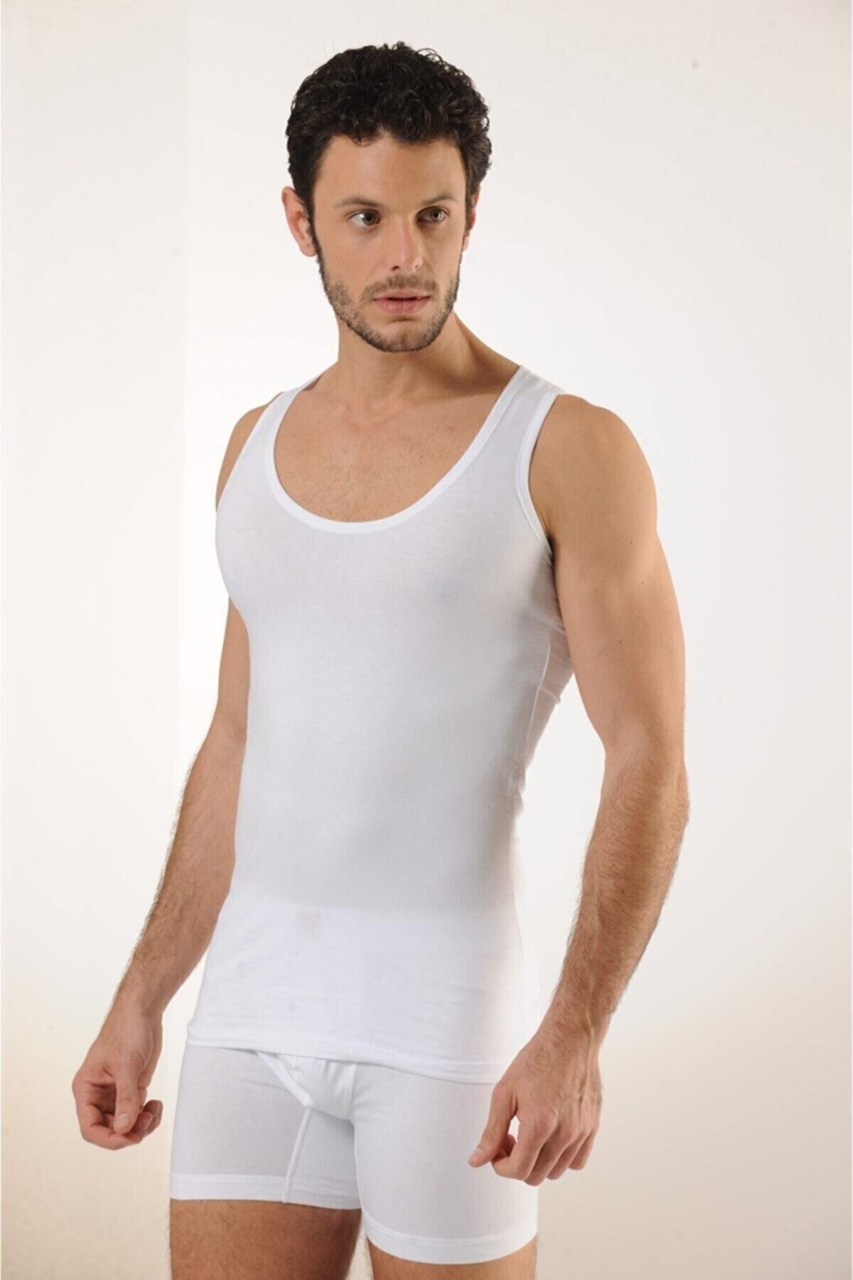 Pamuklu V Yaka Erkek Atlet HMD 700 - Beyaz