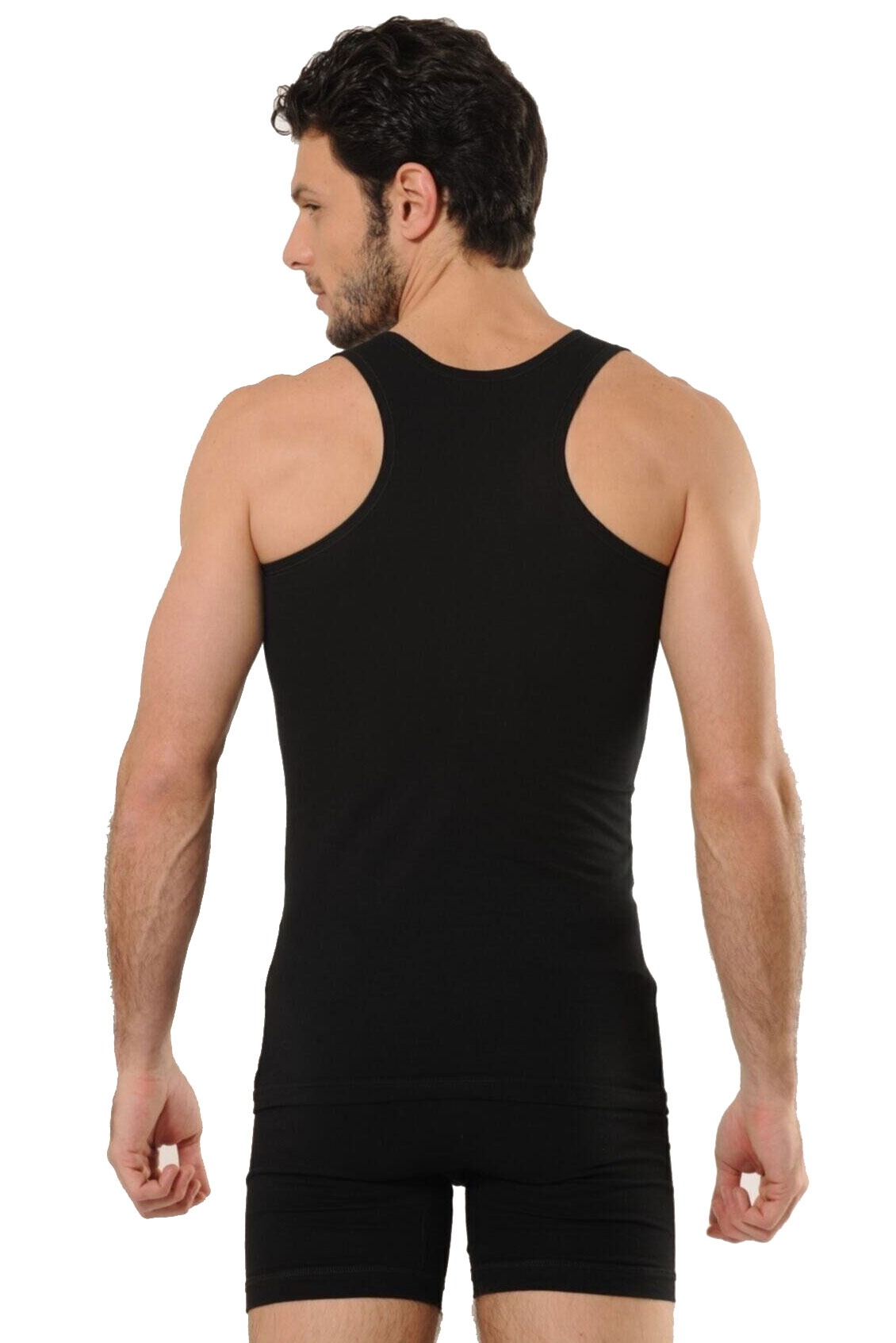 Pamuklu Rahat Kesim Erkek Atlet HMD 701 - Siyah