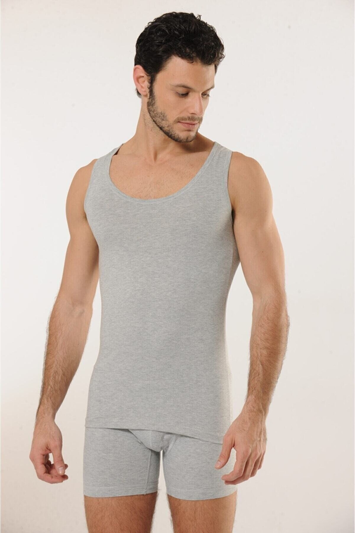 Pamuklu Rahat Kesim Erkek Atlet HMD 701 - Gri