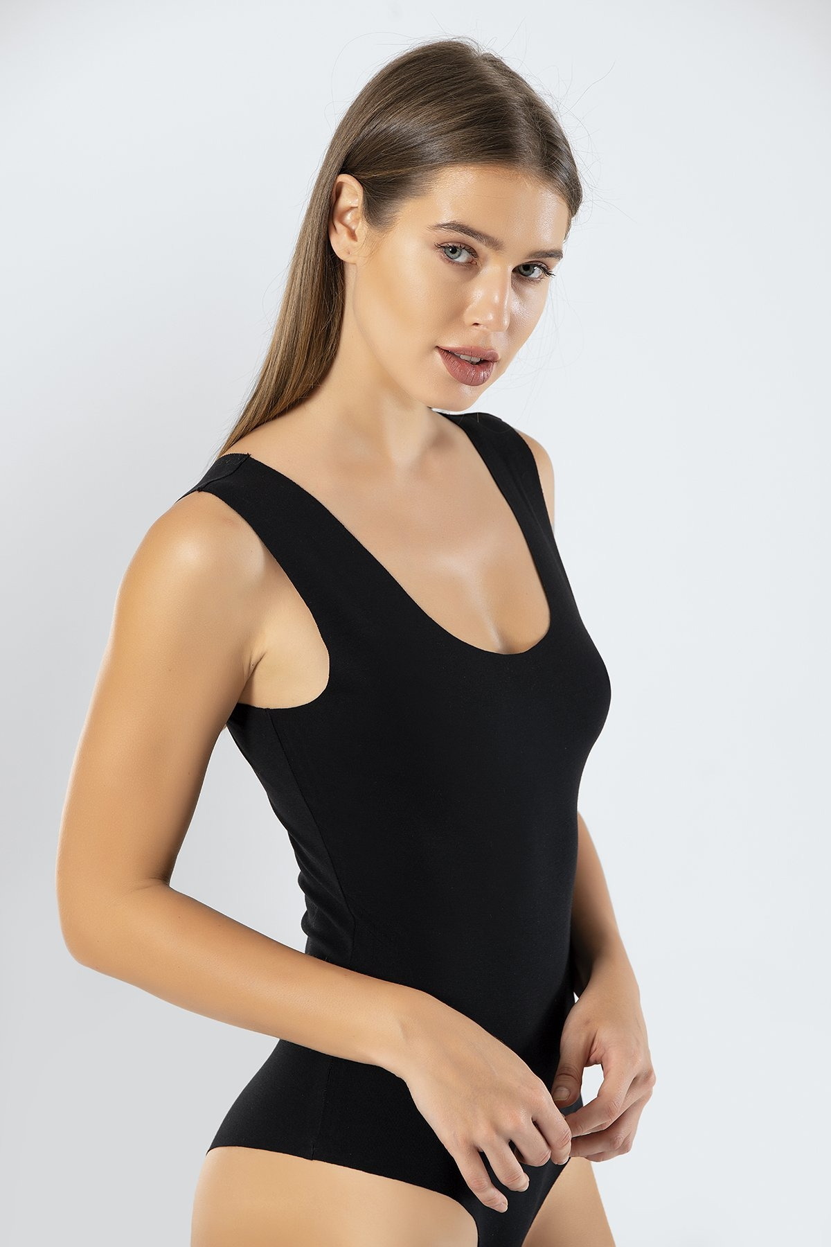 Pamuklu Esnek Çıtçıtlı Body Siyah Türen 905 - Siyah