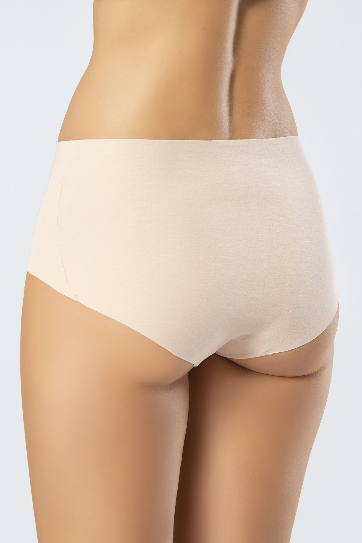 Pamuklu Yüksek Bel Slip Külot Esnek Dikiş Türen 911 - Ten