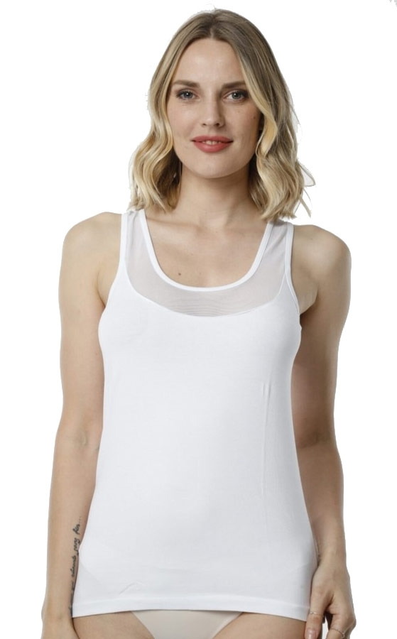 Pamuklu Nefes Alan Atlet Kadın HMD 2492 - Beyaz