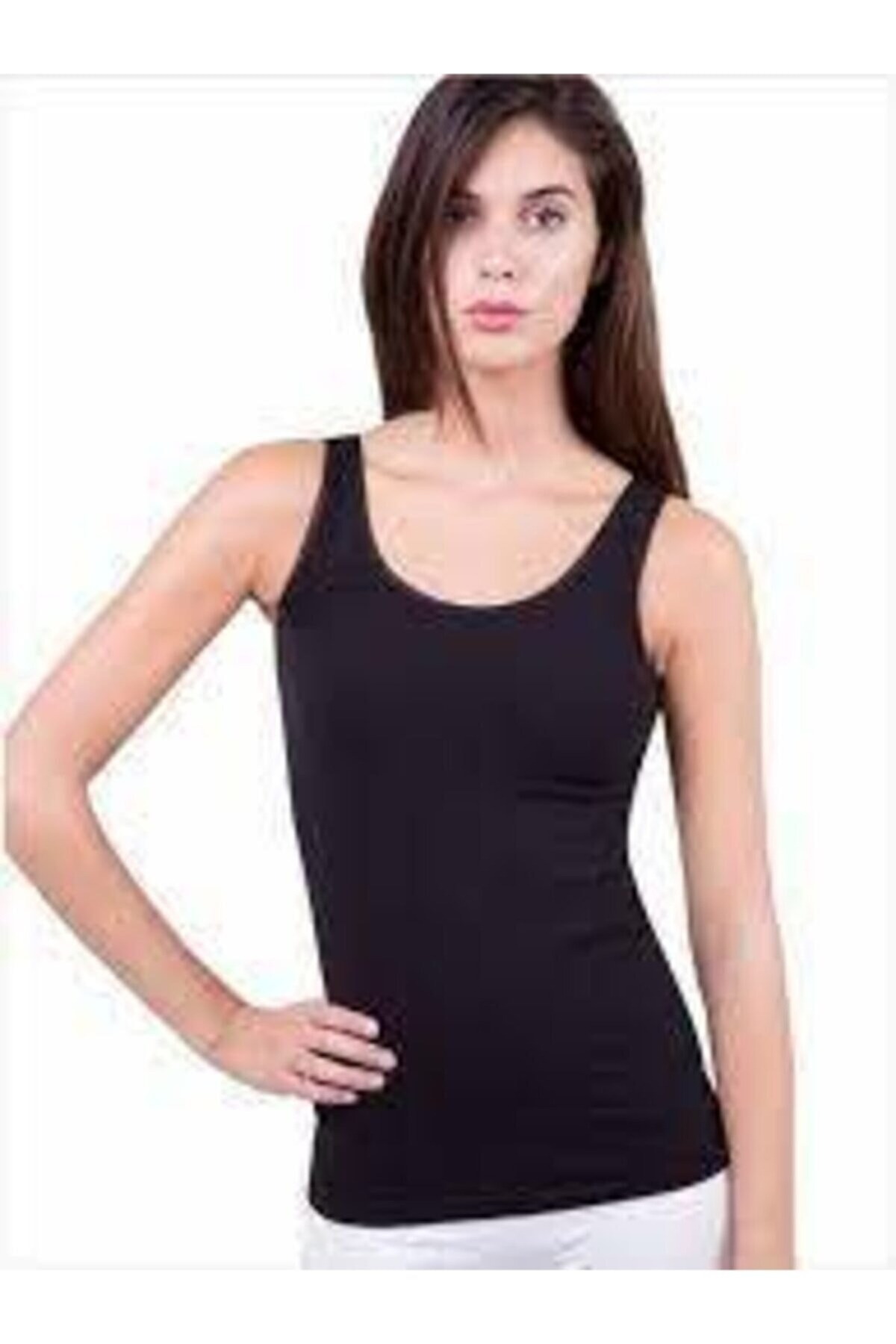 Kalın Askılı Pamuklu Maxi Size Atlet Elite Life 837 - Siyah