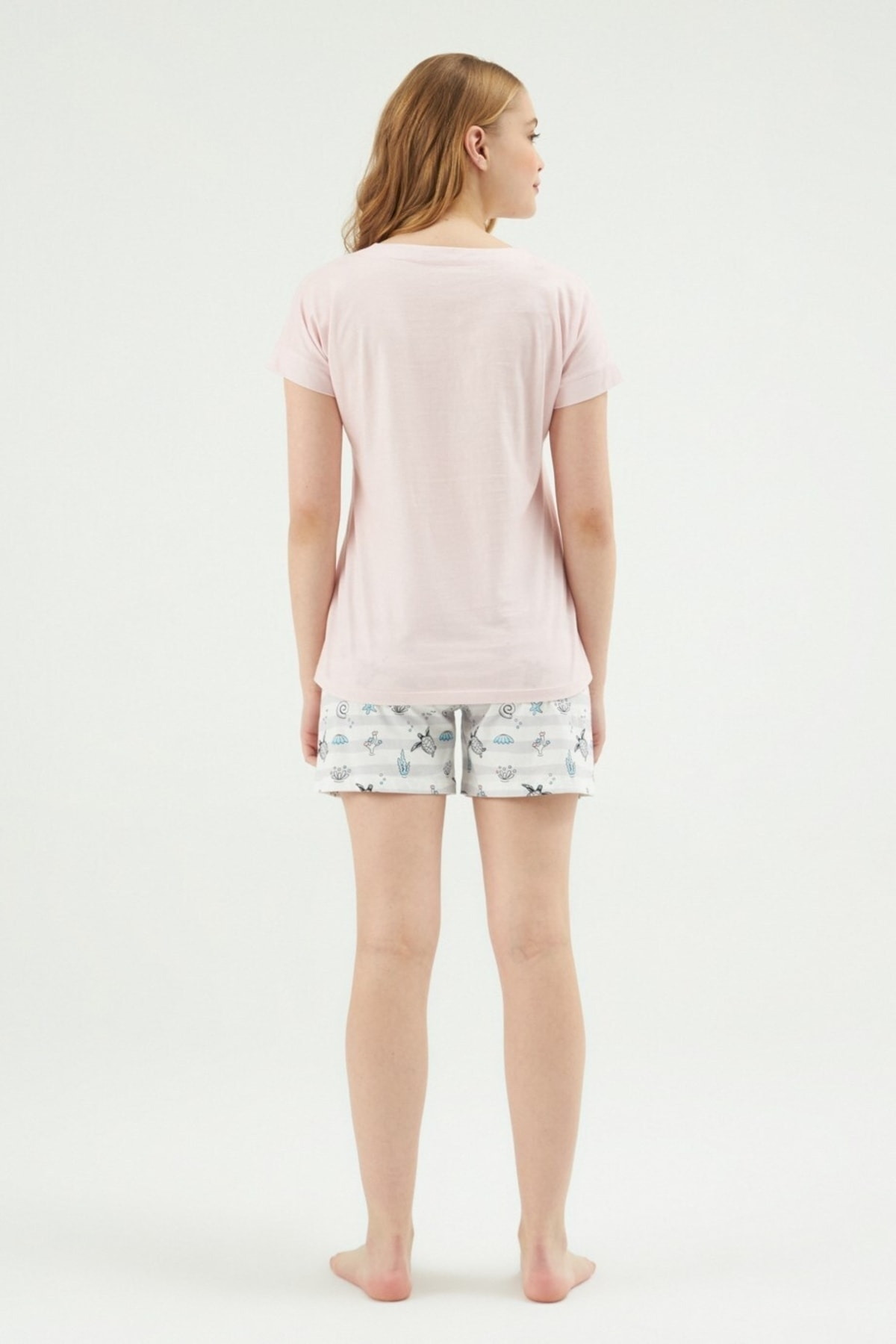 Eros Kısa Kollu Kaplumbağa Baskılı Şortlu Kadın Pijama Takımı Eros 30612 - Görsel 4