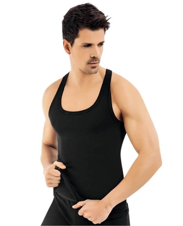 Ribana Kesim Pamuklu Erkek Atlet Kota 1006 - Siyah