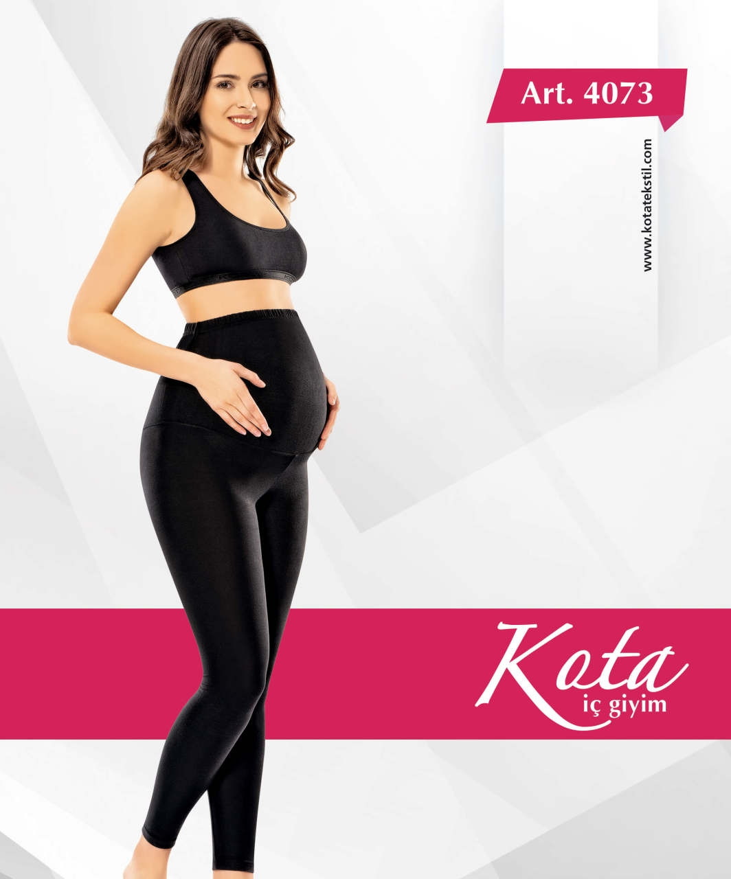 Geniş Karın Paneli Ayarlanabilir Bel Hamile Tayt Kota 4073 - Siyah