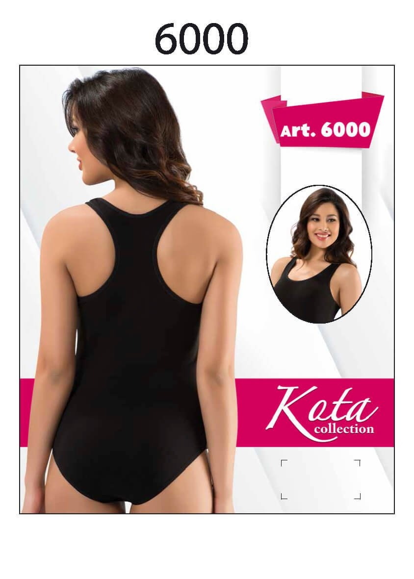 Geniş Askılı Çıtçıtlı Body Esnek Yapı Kota 6000 - Siyah