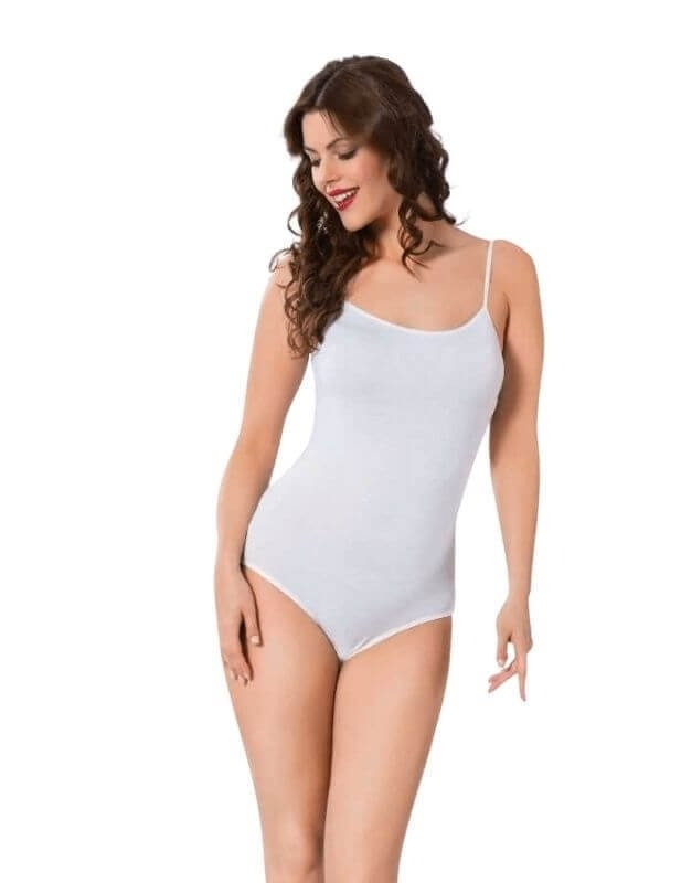 İp Askılı Çıtçıt Detaylı Body Siyah Beyaz Kota 6001 - Beyaz