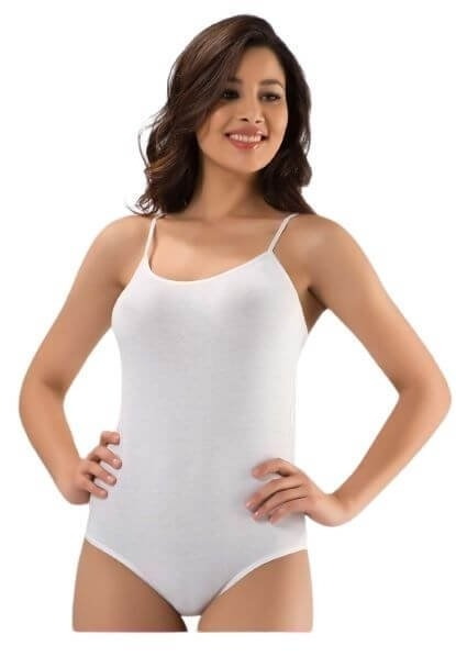 İp Askılı Çıtçıt Detaylı Body Siyah Beyaz Kota 6001 - Beyaz