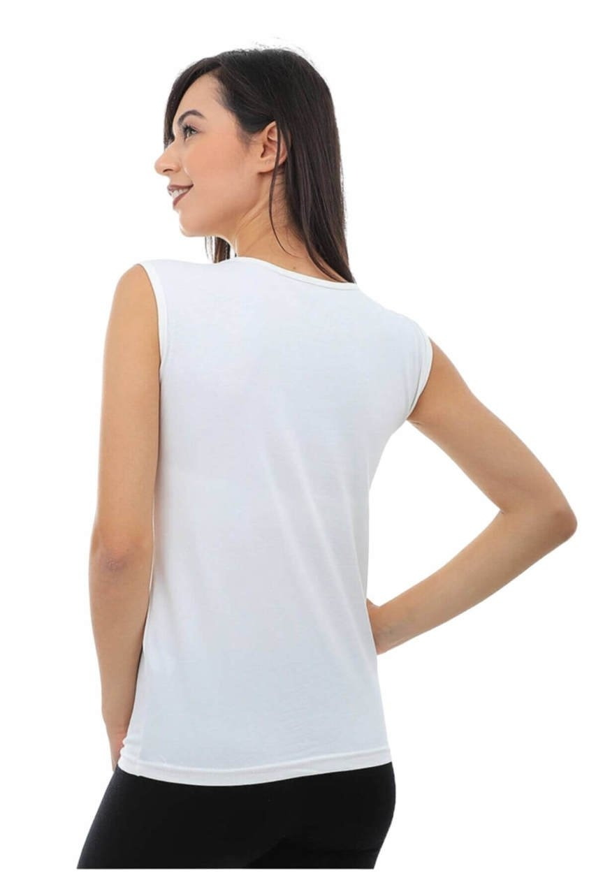 Sıfır Kol Esnek Body Siyah Kota 6006 - Beyaz