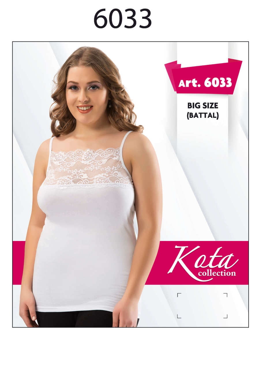 Geniş Dantelli Battal Boy İp Askılı Atlet Kota 6033 - Beyaz