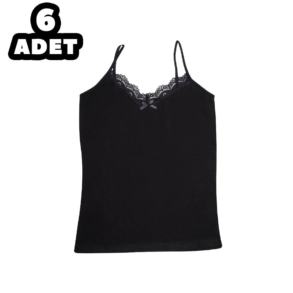 Dantelli İp Askılı Atlet Kadın Kota 6037 - Siyah