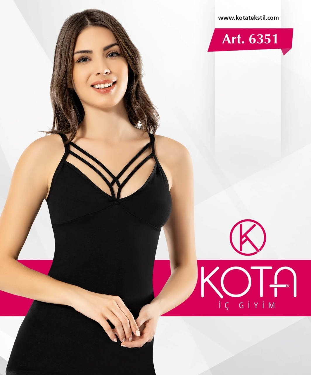 Pamuklu Geniş Askılı Kadın Atlet Kota 6351 - Siyah