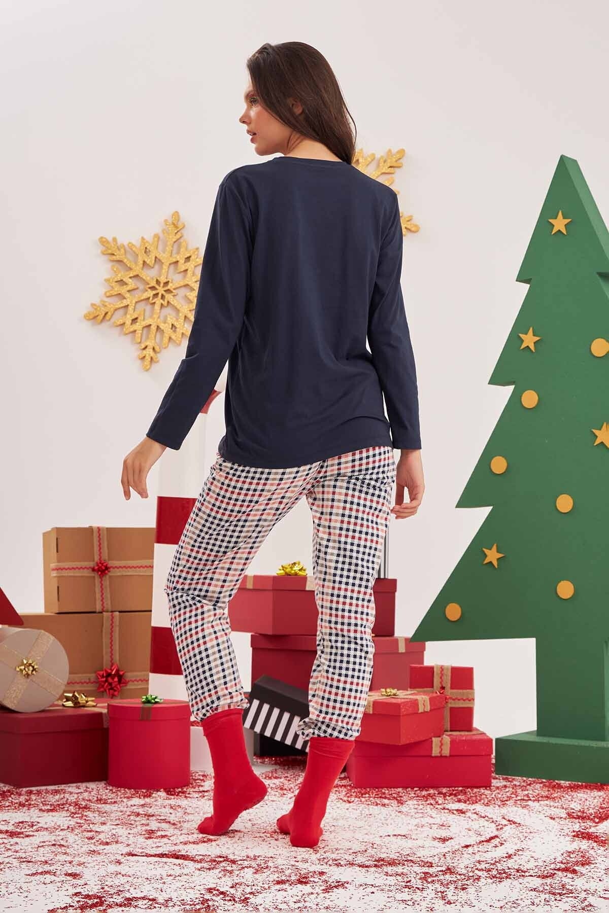 NBB Pamuklu Uzun Kollu Kadın Pijama Takımı NBB 67535 - Görsel 3