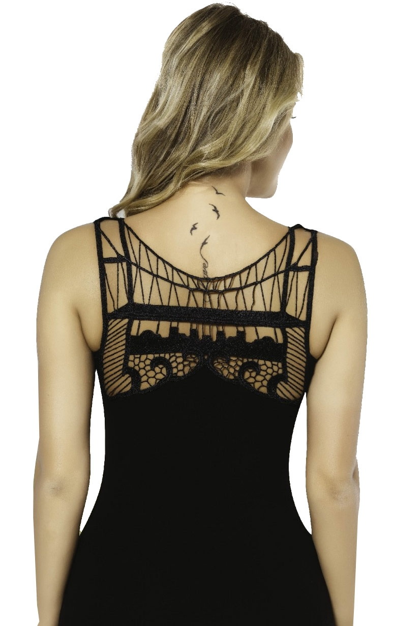 Pamuklu Uzun Boy Atlet Dantelli HMD 2470 - Siyah