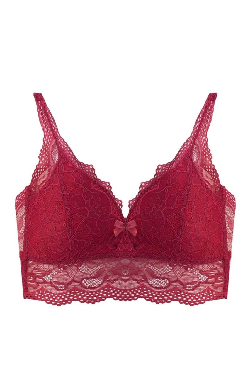 Dantel Detaylı Telsiz Bustiyer Sütyen Liza 1030 - Bordo