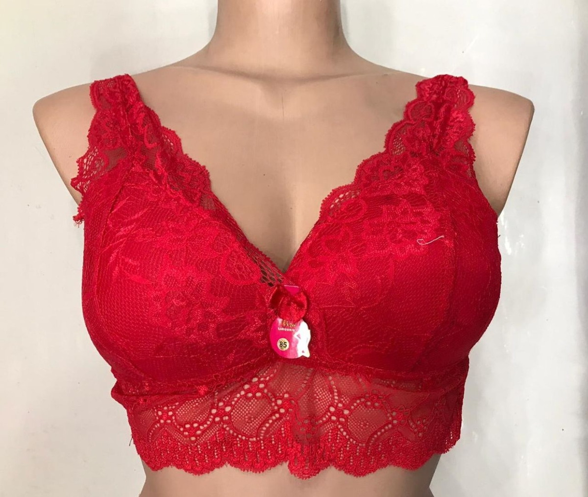 Dantel Detaylı Telsiz Bustiyer Sütyen Liza 1030 - Kırmızı