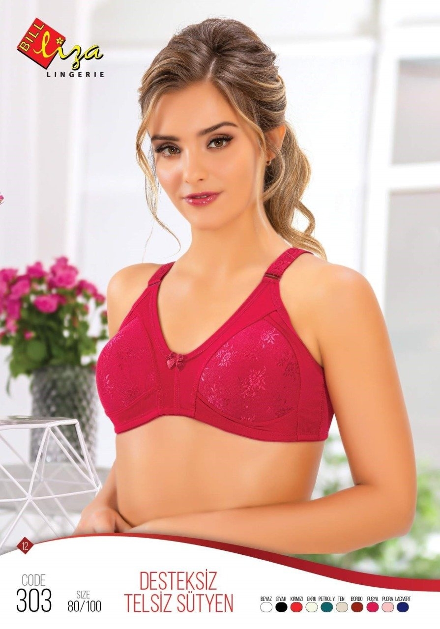 Telsiz Dantel Detaylı Sütyen Nar Çiçeği Liza 303 - Kırmızı