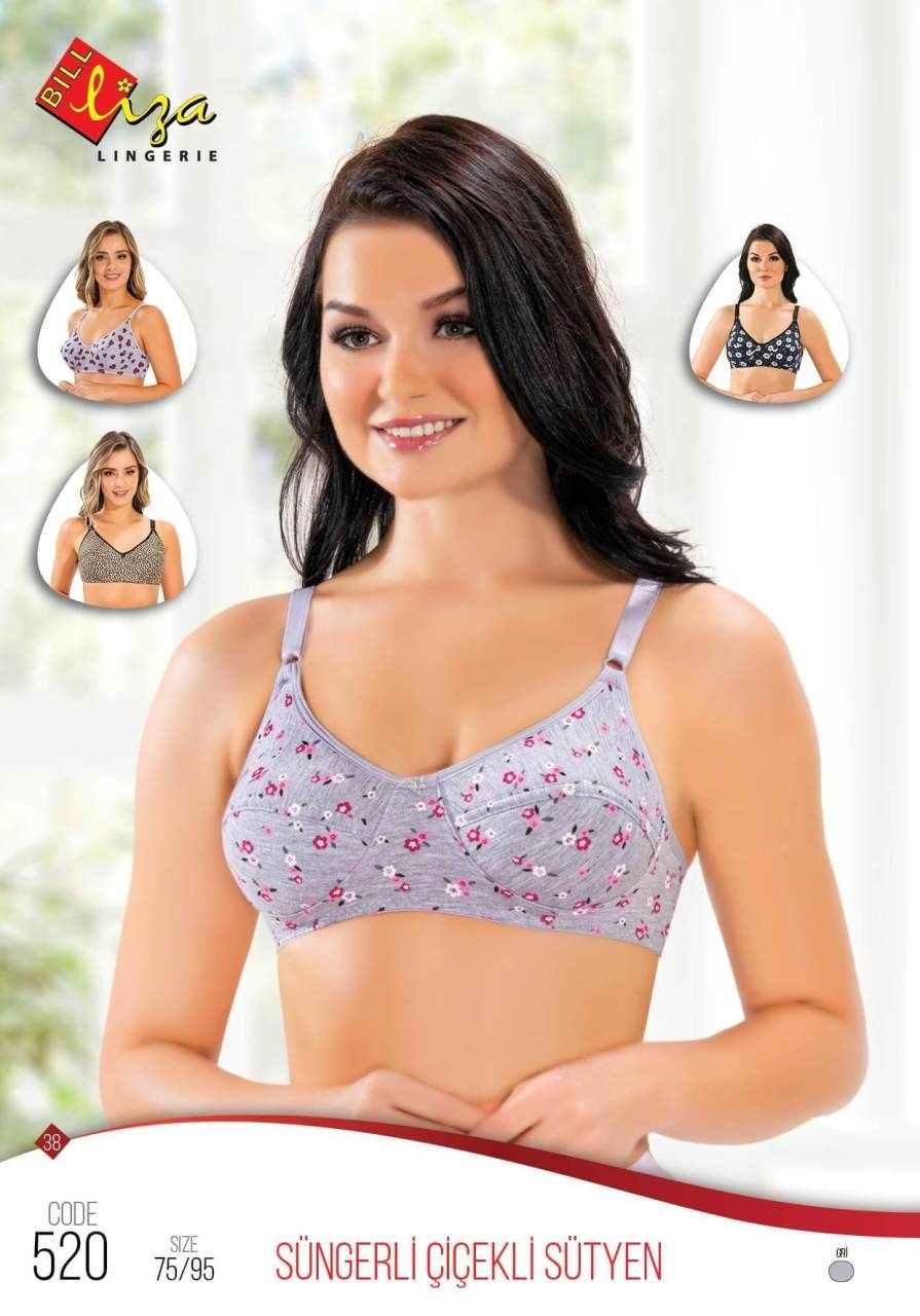 Balensiz Dolgusuz Dikişli Sütyen Liza 520 - Gri