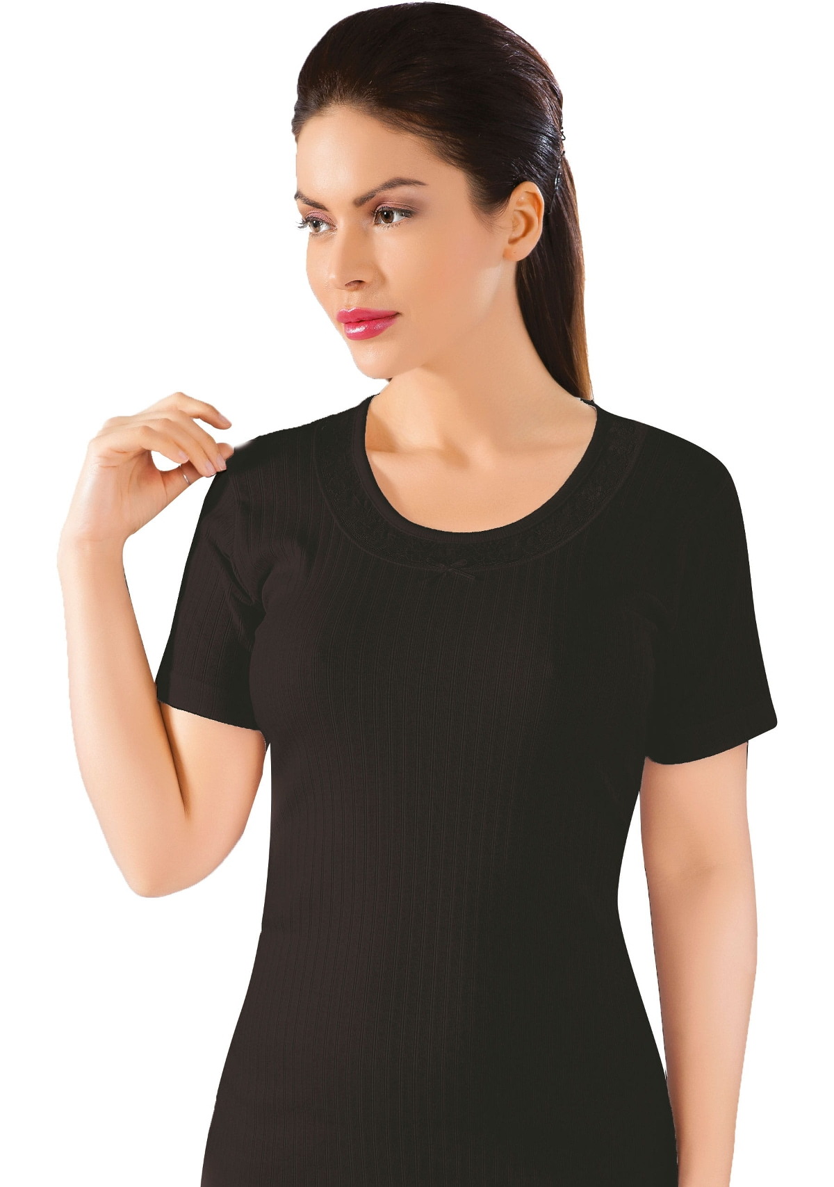 Nefes Alan Pamuklu Kısa Kol Atlet Lüx DRM 066 - Siyah