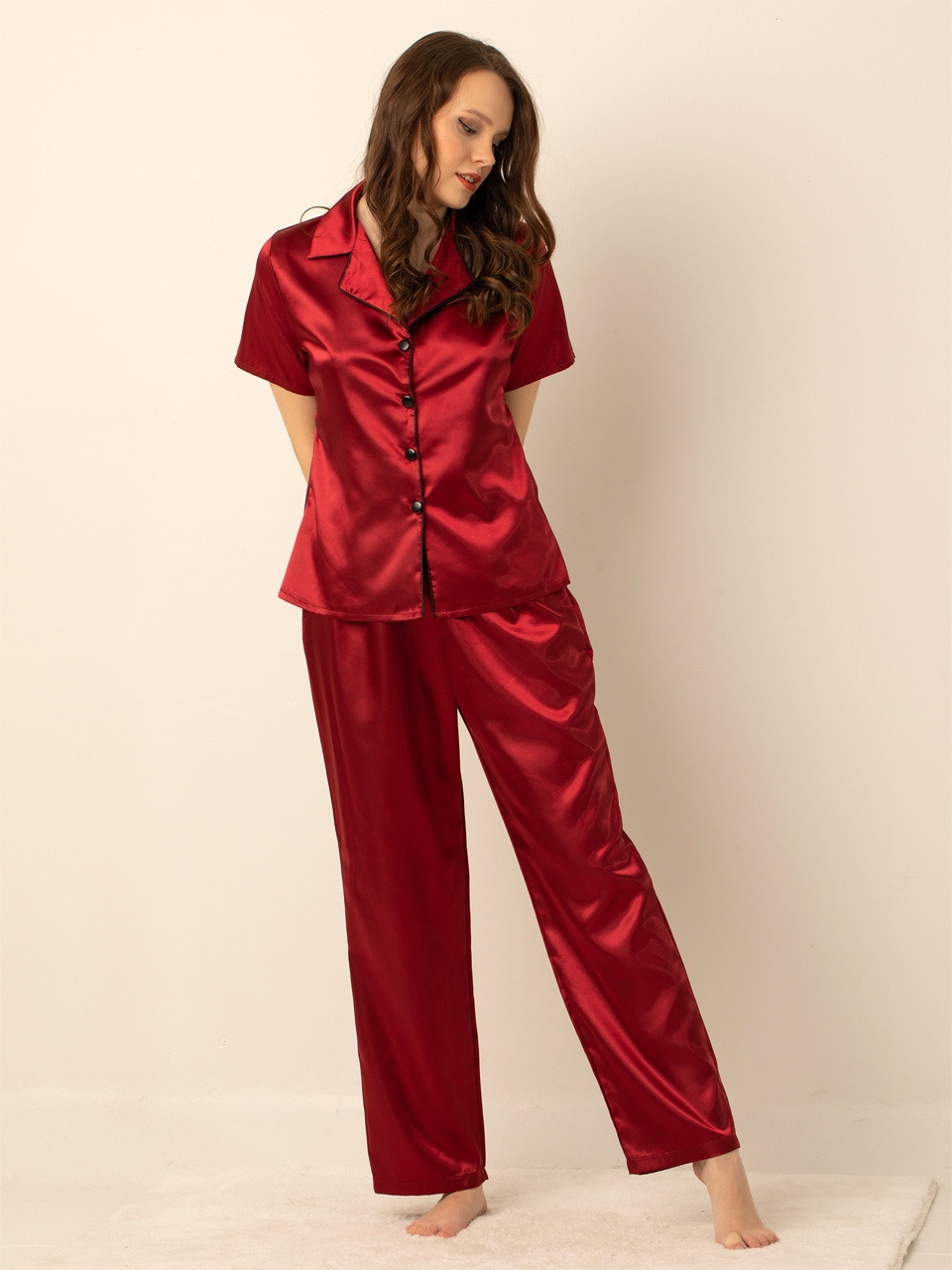 Miorre Miorre Bayan Saten Pijama Takımı - Görsel 15