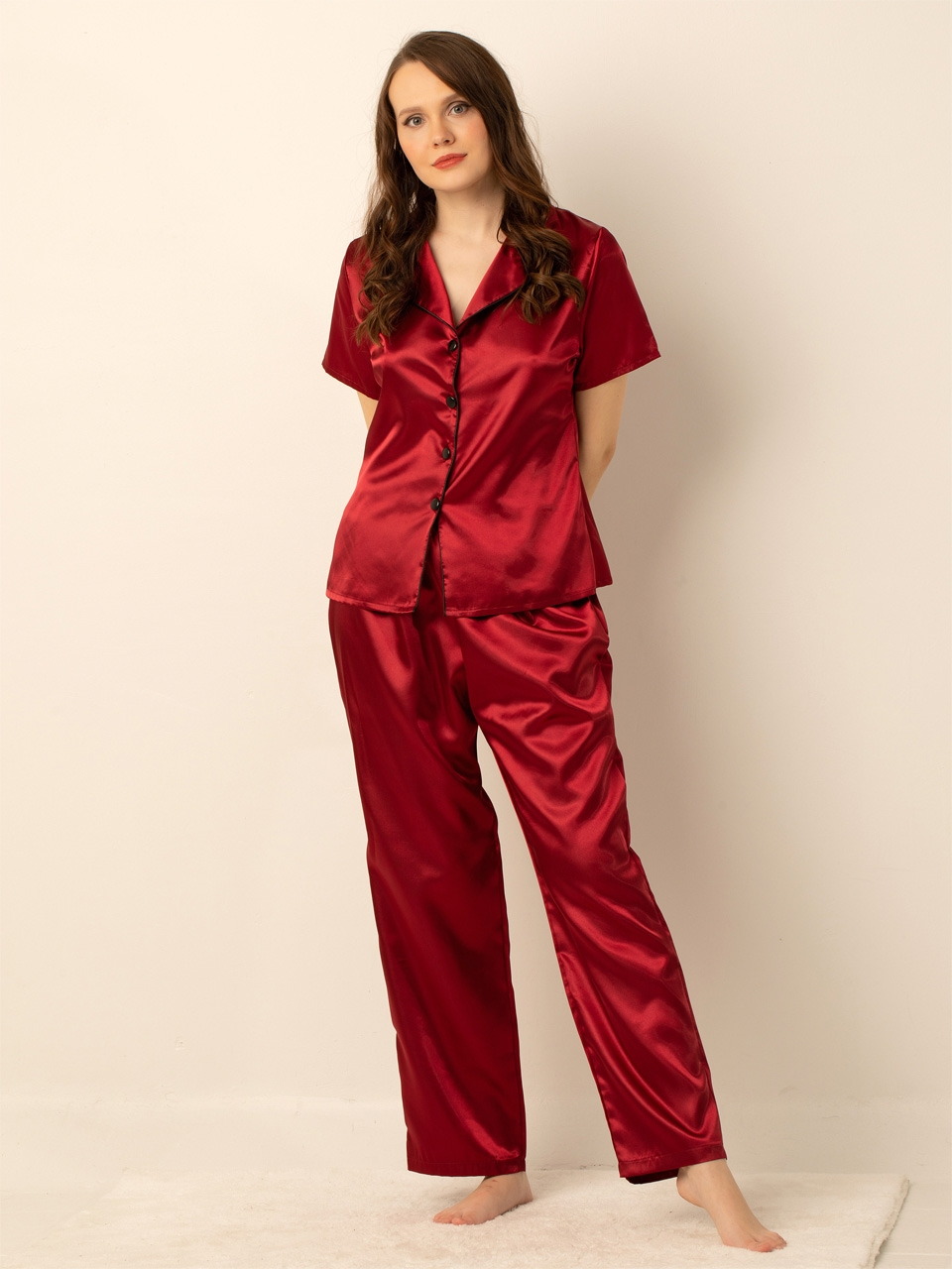 Miorre Miorre Bayan Saten Pijama Takımı - Görsel 17