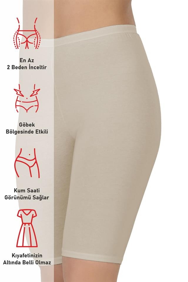 Yüksek Bel Pamuklu Dizüstü Tayt Emay 1431 - Ten