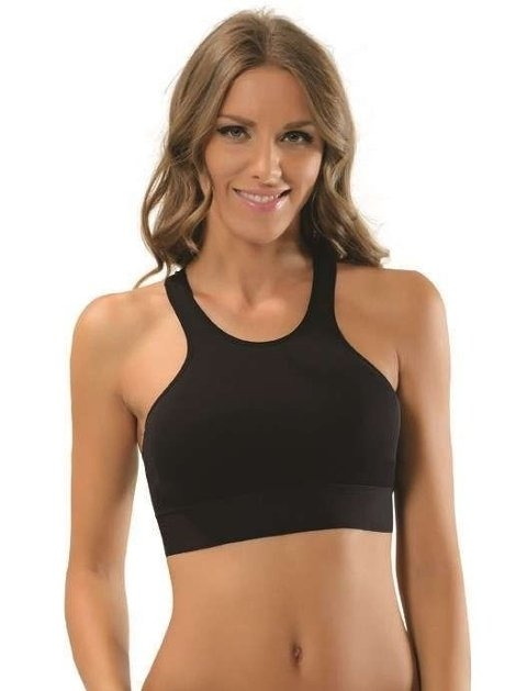 Balensiz Dantel Detaylı Yuvarlak Yaka Sporcu Büstiyer NBB 482 - Siyah