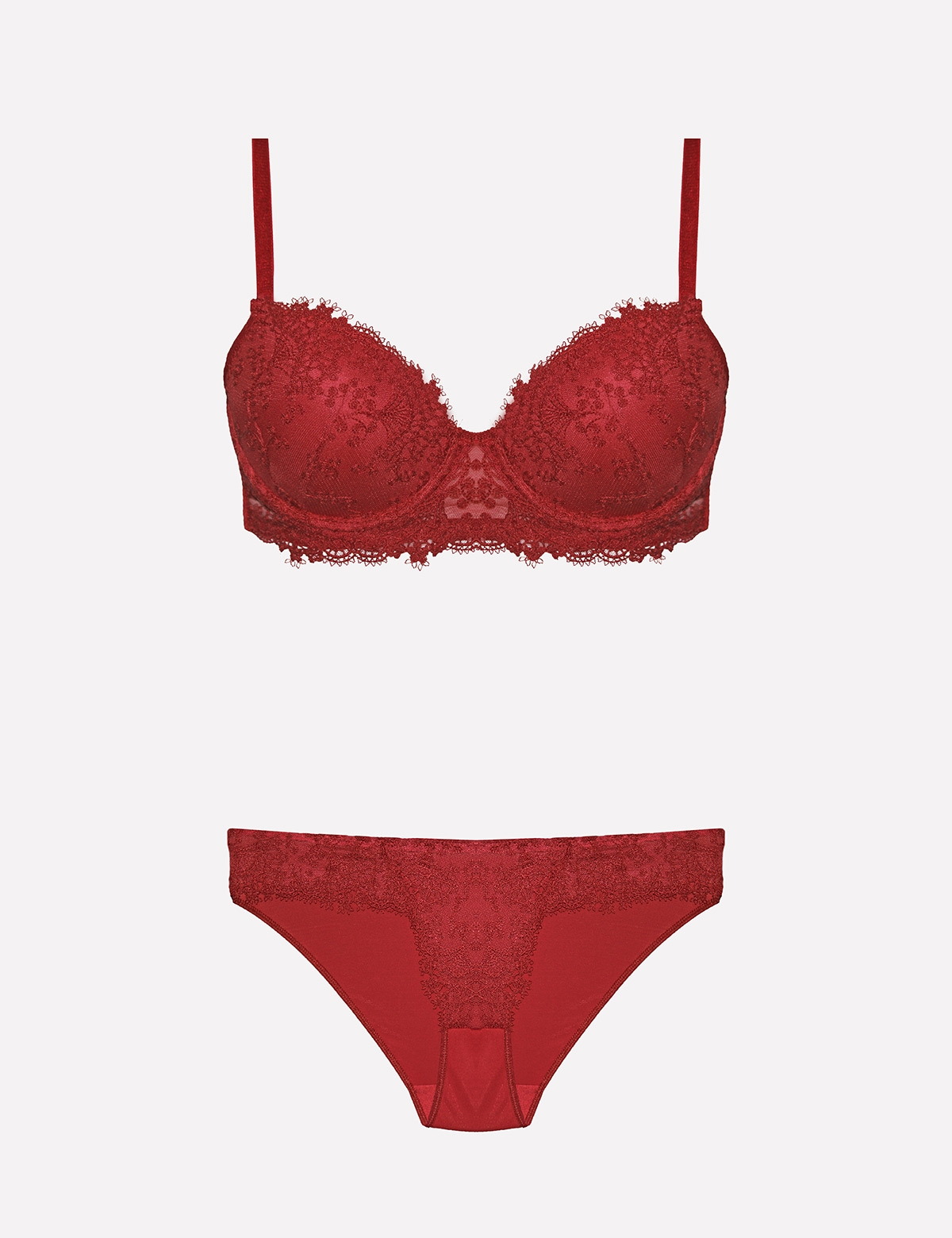 Destekli Dolgulu Sütyen Takımı Mor Ekru Bordo Nurteks 4487 - Bordo