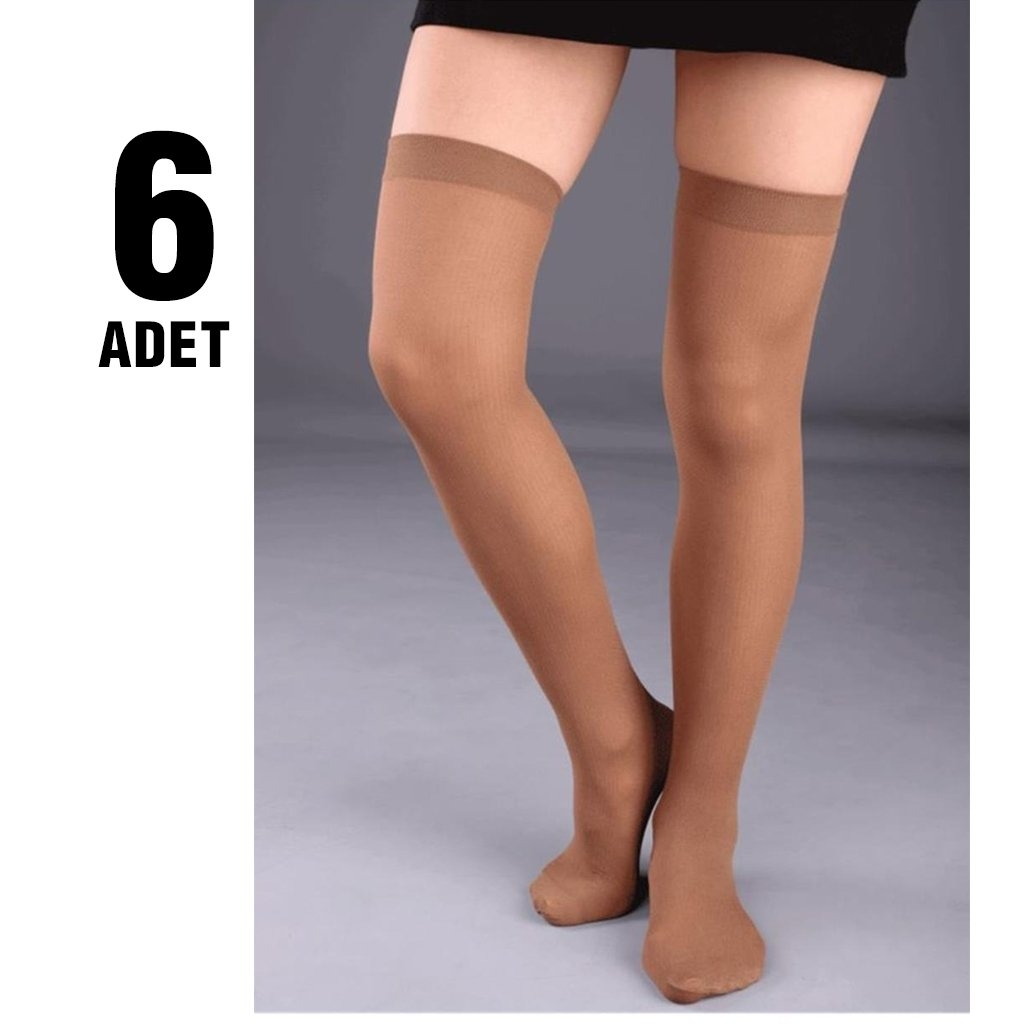 Orta Kalın Jartiyersiz Dizüstü Çorap Penti 02 - Ten(57)