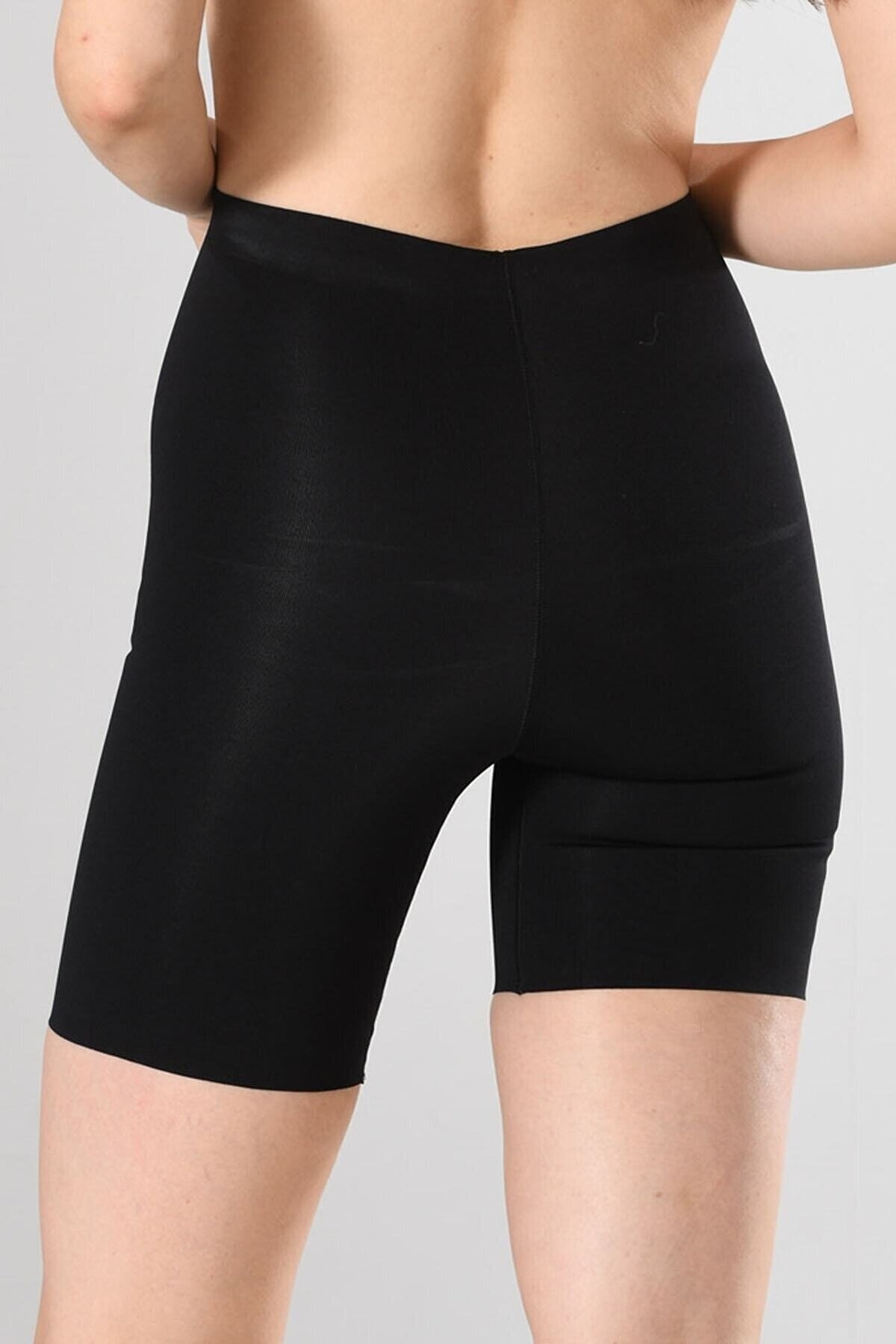 Paçalı Korse Lazer Kesim Silikonlu Miss Fit 14001 - Siyah