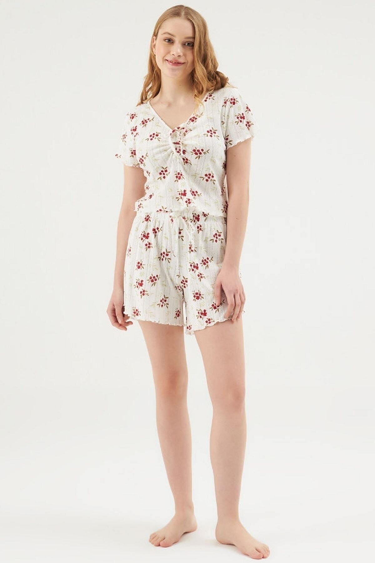 Eros Pamuklu Kısa Kollu Şortlu Kadın Pijama Takımı Eros 30742