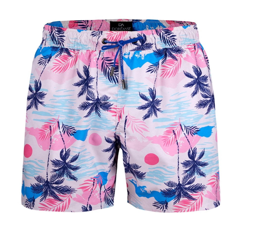 Pembe Palmiye Desenli Cepli Deniz Şort Mayo Doreanse 3821 - Maldivler