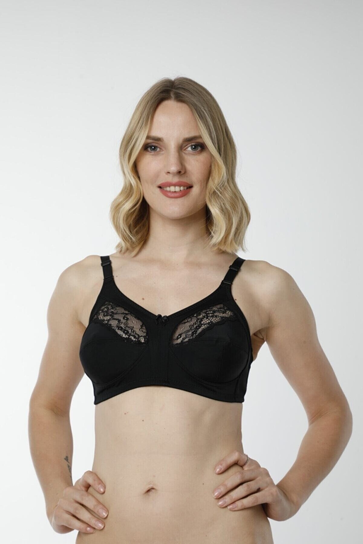 Tam Kap Ribana Pamuklu Toparlayıcı Sütyen HMD 6100 - Siyah