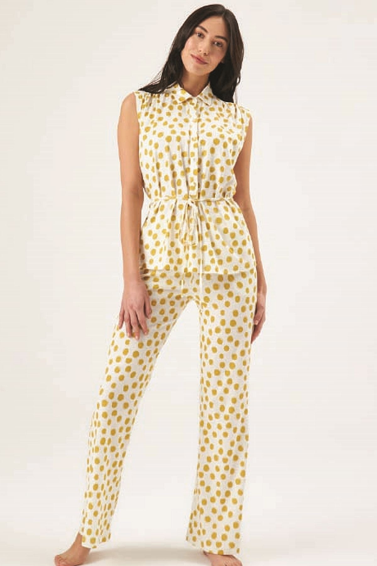 Eros Puantiyeli Sıfır Kollu Kadın Pijama Takımı Eros 30700