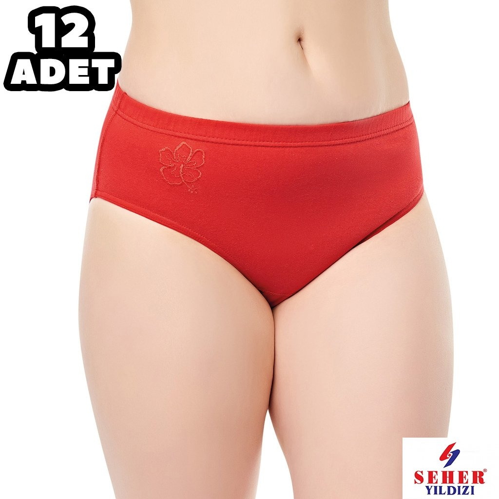 Yüksek Pamuk Oranlı Slip Külot Siyah Kırmızı Seher Yıldızı 0025 - Kırmızı